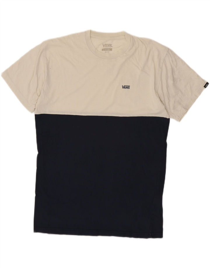 VANS Mens Classic Fit T-Shirt Top Medium White Colourblock