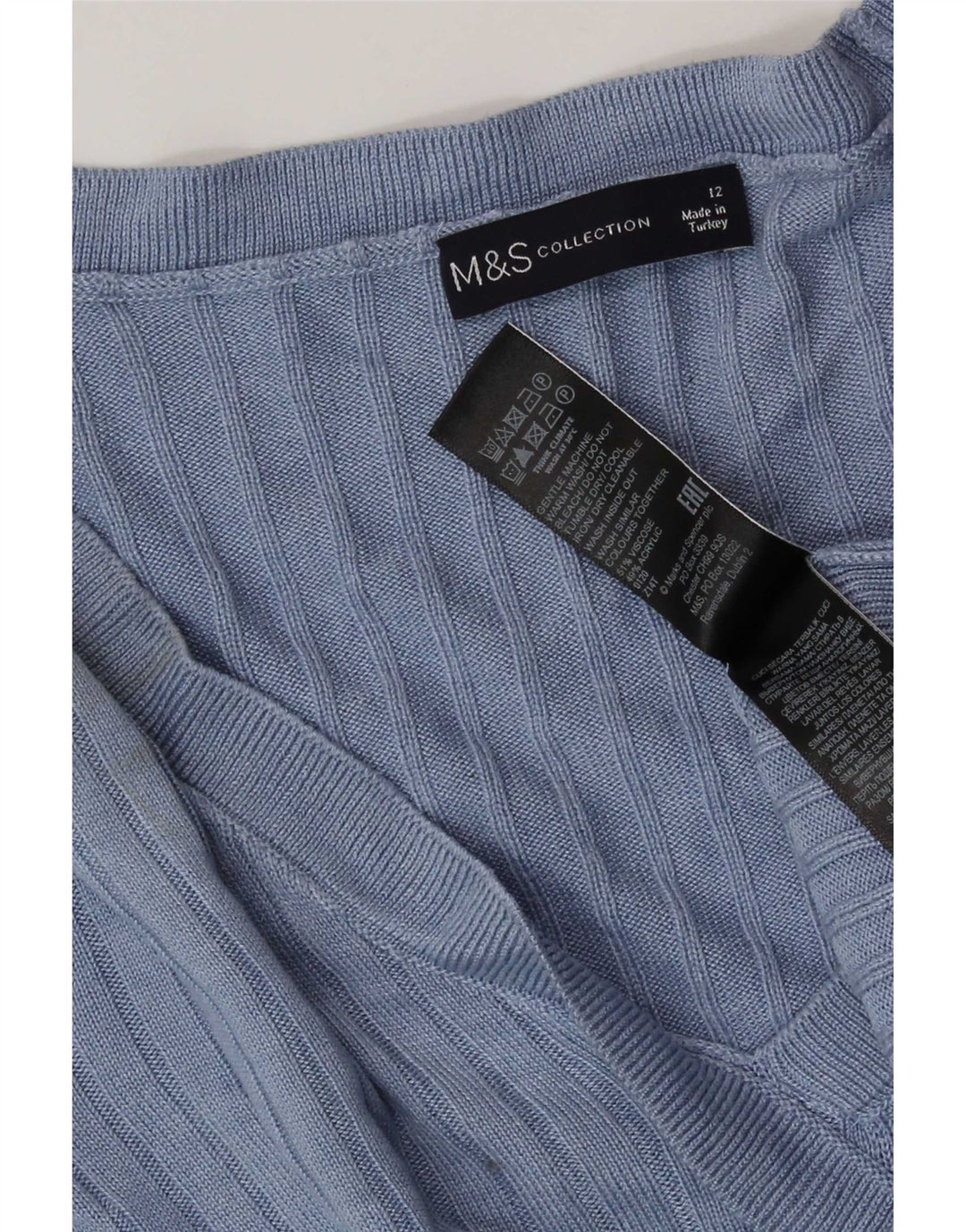 Marks & Spencer Womens Crop Blouse Top UK 12 Medium Blue Viscose