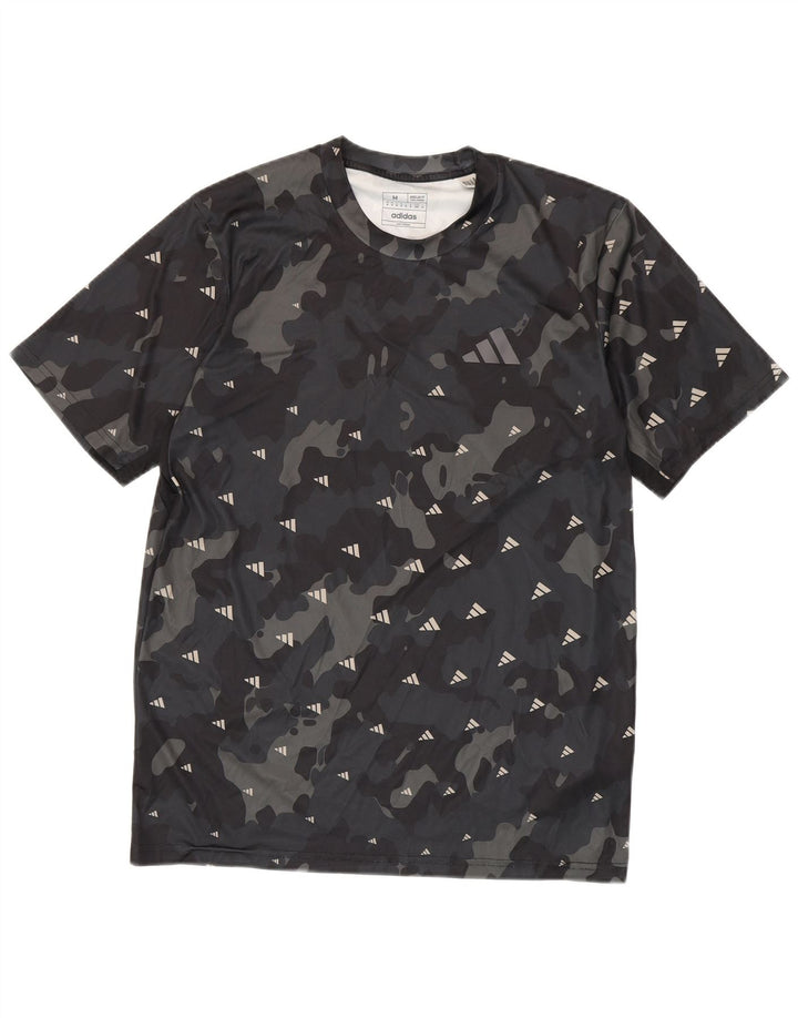 Adidas Mens Aeroready Graphic T-Shirt Top Medium Black Camouflage Polyester
