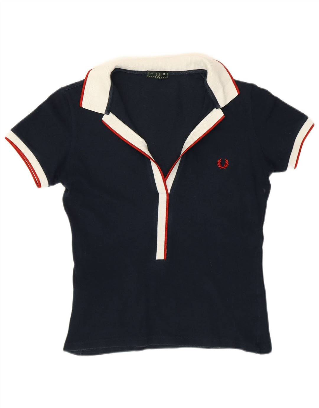 FRED PERRY Womens Polo Shirt UK 12 Medium Navy Blue