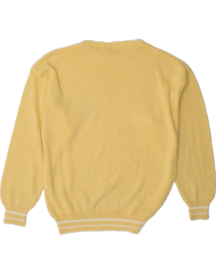 VINTAGE Mens Crew Neck Jumper Sweater Medium Yellow Cotton Vintage Vintage and Second-Hand Vintage from Messina Hembry 