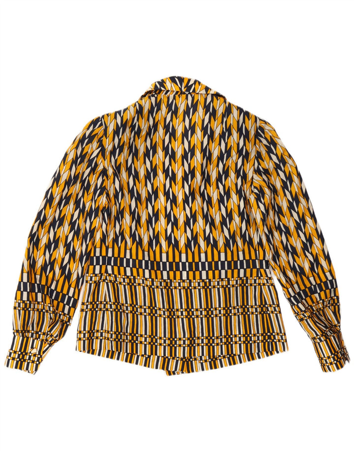 Vintage Womens Blazer Jacket UK 8 Small Yellow Geometric