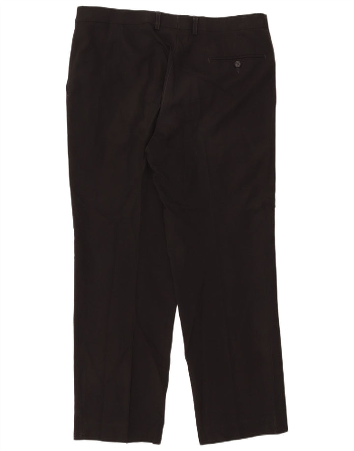Marks & Spencer Mens Straight Chino Trousers W36 L31 Black Polyester