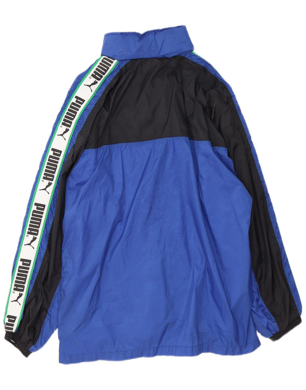 Puma Mens Graphic Loose Fit Rain Jacket UK 42 XL Blue Colourblock Polyamide