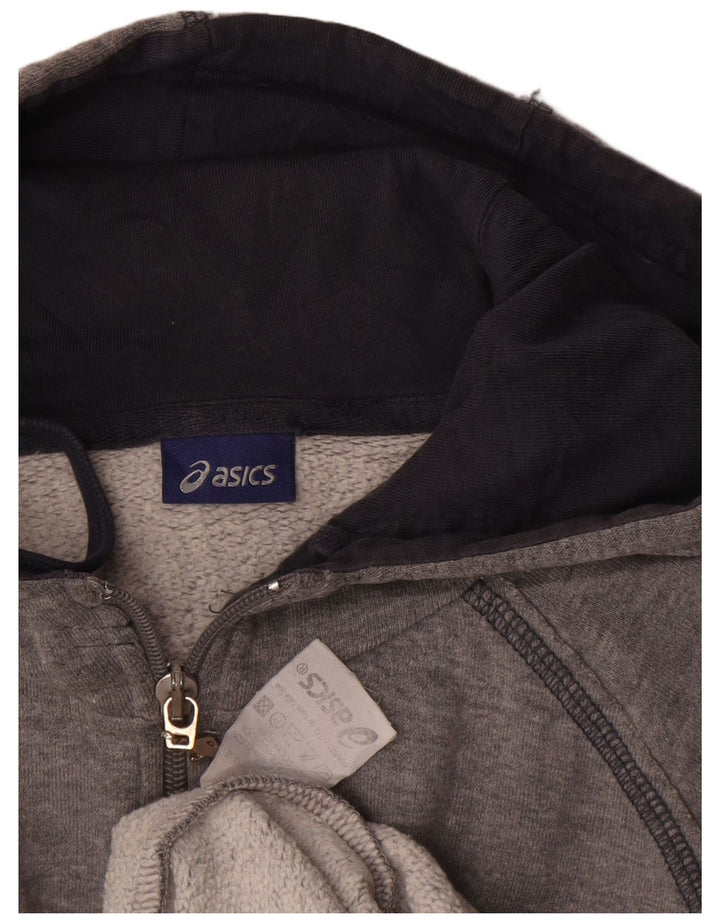 Asics Mens Graphic Zip Hoodie Sweater Large Grey Cotton