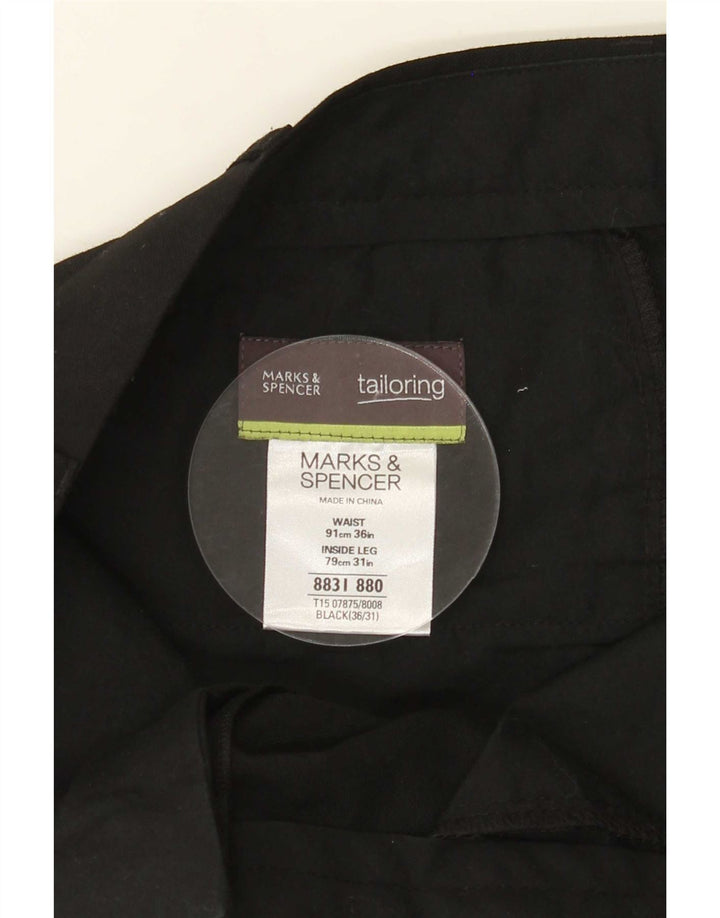Marks & Spencer Mens Straight Suit Trousers W36 L31 Black Polyester