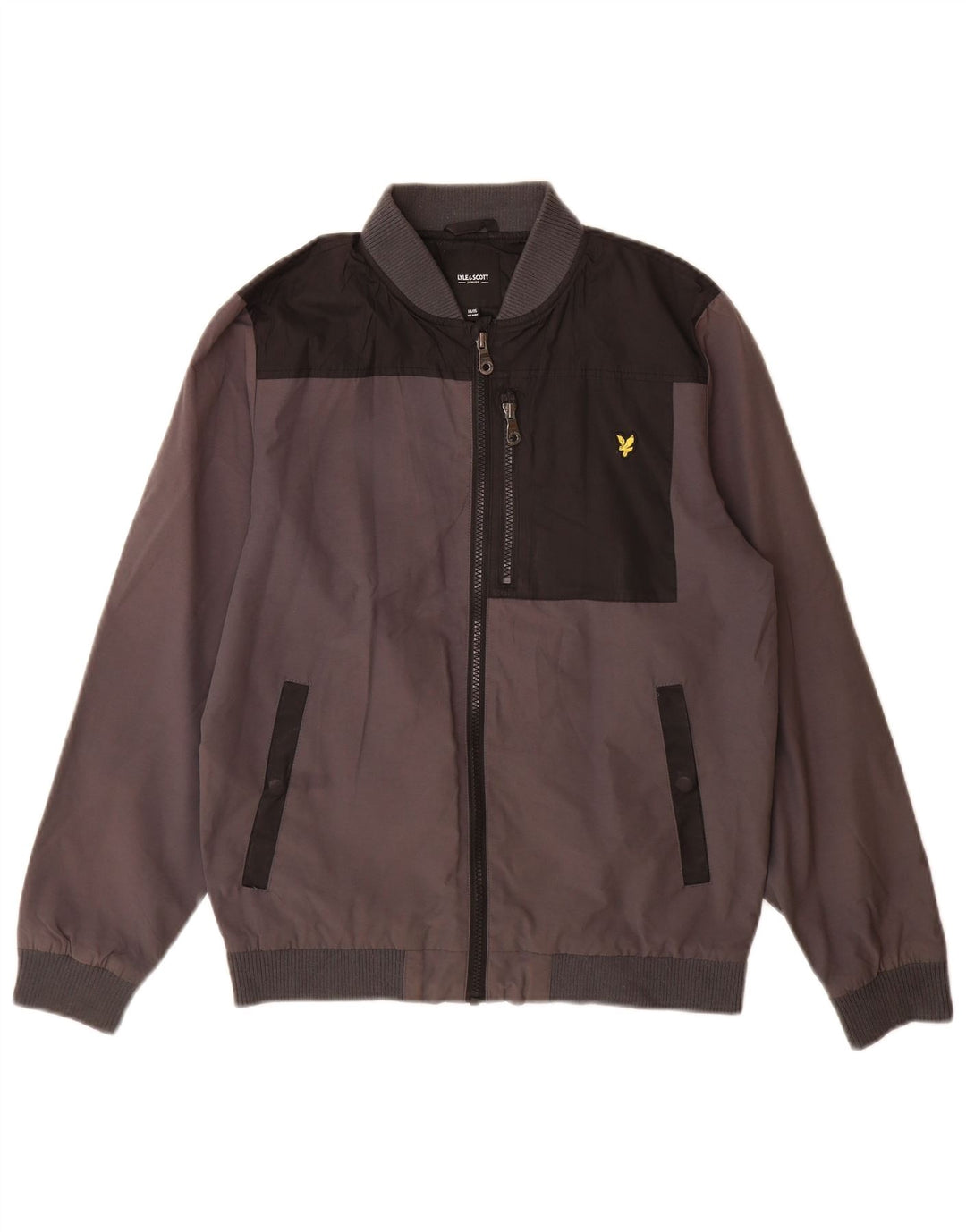 Lyle & Scott Boys Bomber Jacket 14-15 Years Grey Colourblock Cotton