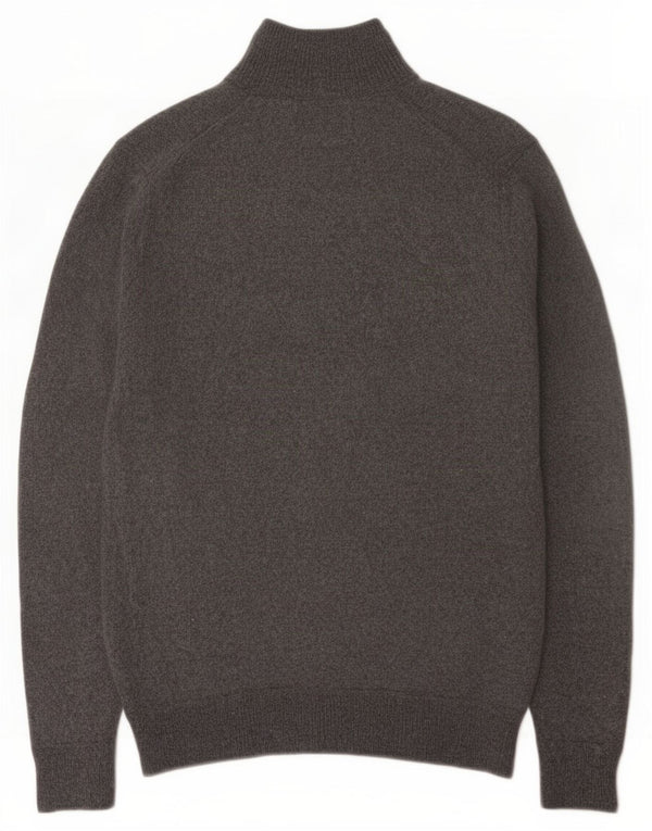 Superdry Womens Zip Neck Jumper Sweater UK 12 Medium Grey Wool