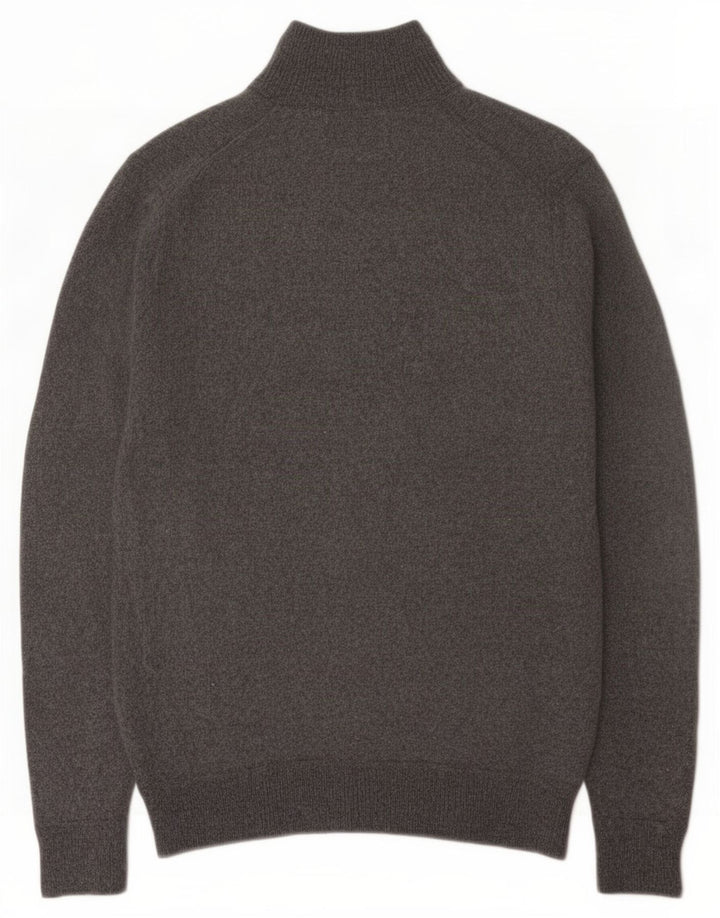 Superdry Womens Zip Neck Jumper Sweater UK 12 Medium Grey Wool