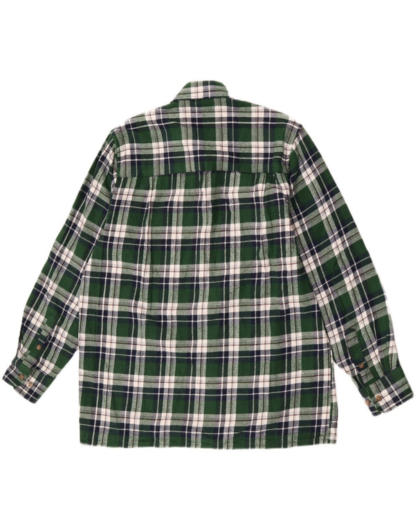 Free Style Mens Flannel Shirt UK 39/40 Medium Green Check Cotton