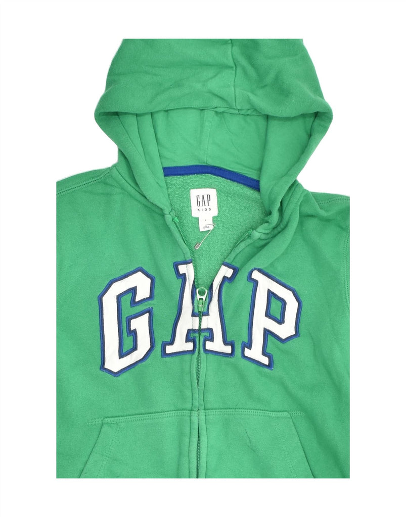 GAP Boys Graphic Zip Hoodie Sweater 7-8 Years Small Green Cotton | Vintage Gap | Thrift | Second-Hand Gap | Used Clothing | Messina Hembry 