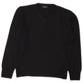Zara Mens V-Neck Jumper Sweater Medium Black Wool
