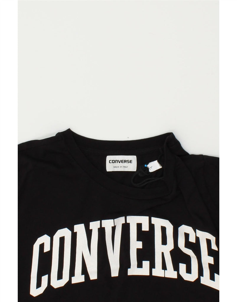 CONVERSE Womens Graphic T-Shirt Top UK 16 Large Black Cotton | Vintage Converse | Thrift | Second-Hand Converse | Used Clothing | Messina Hembry 