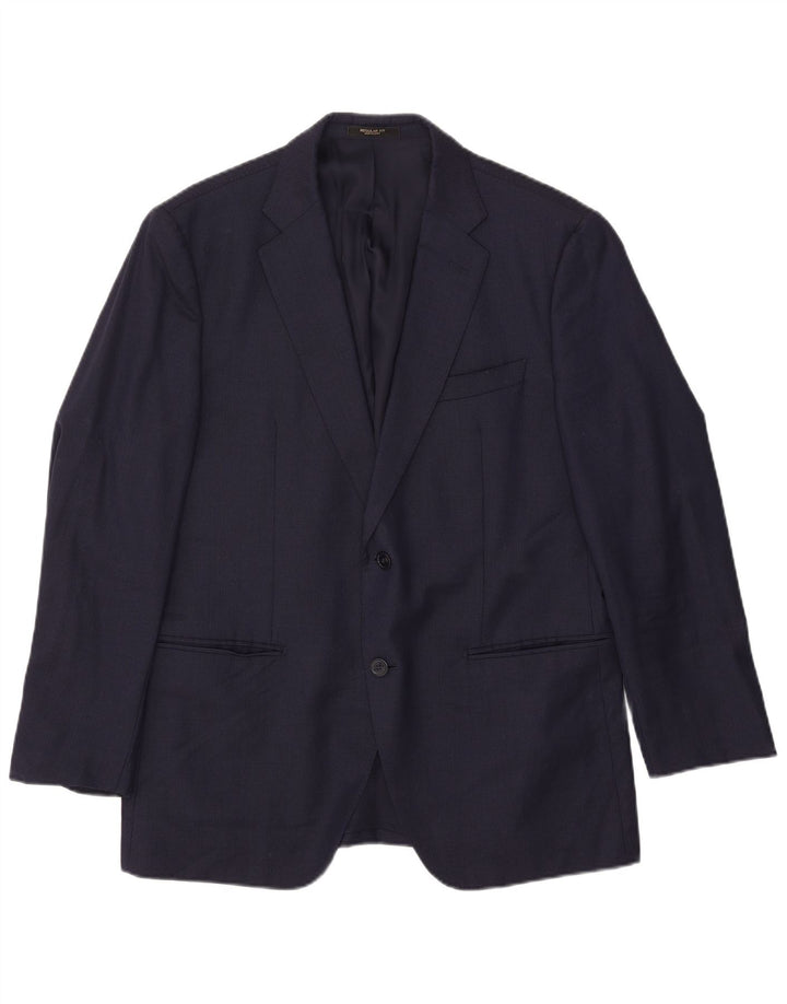 Massimo Dutti Mens 2 Button Blazer Jacket EU 54 XL Navy Blue Wool
