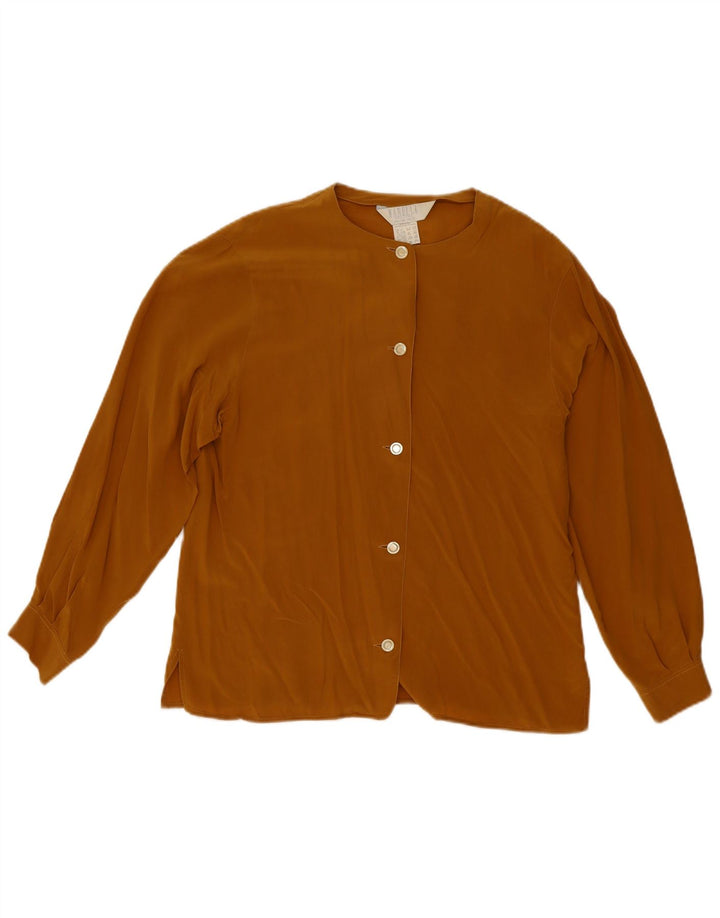 Marella Womens Shirt Blouse UK 12 Medium Brown Silk