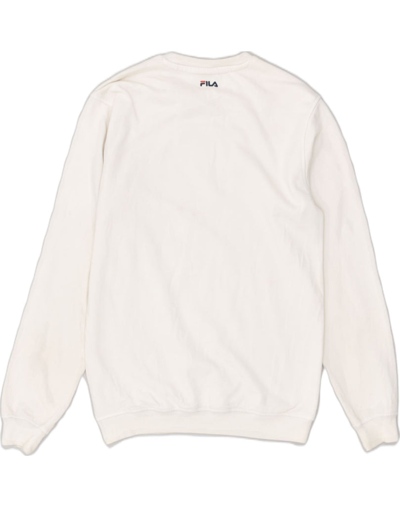 FILA Mens Graphic Sweatshirt Jumper Small White Cotton | Vintage Fila | Thrift | Second-Hand Fila | Used Clothing | Messina Hembry 