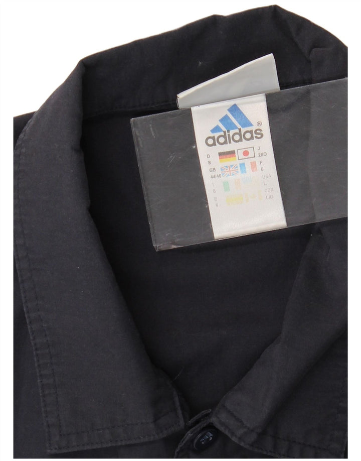 ADIDAS Mens Short Sleeve Shirt UK 44/46 Large Navy Blue Polyester