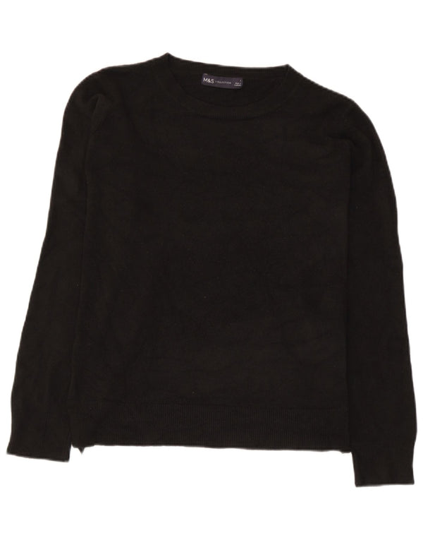 Marks & Spencer Womens Boat Neck Jumper Sweater UK 8 Small Black Acrylic