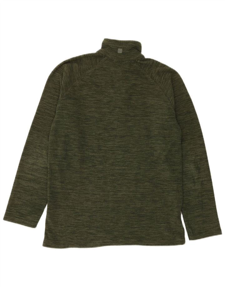 Mountain Warehouse Mens Zip Neck Fleece Jumper Small Green Flecked