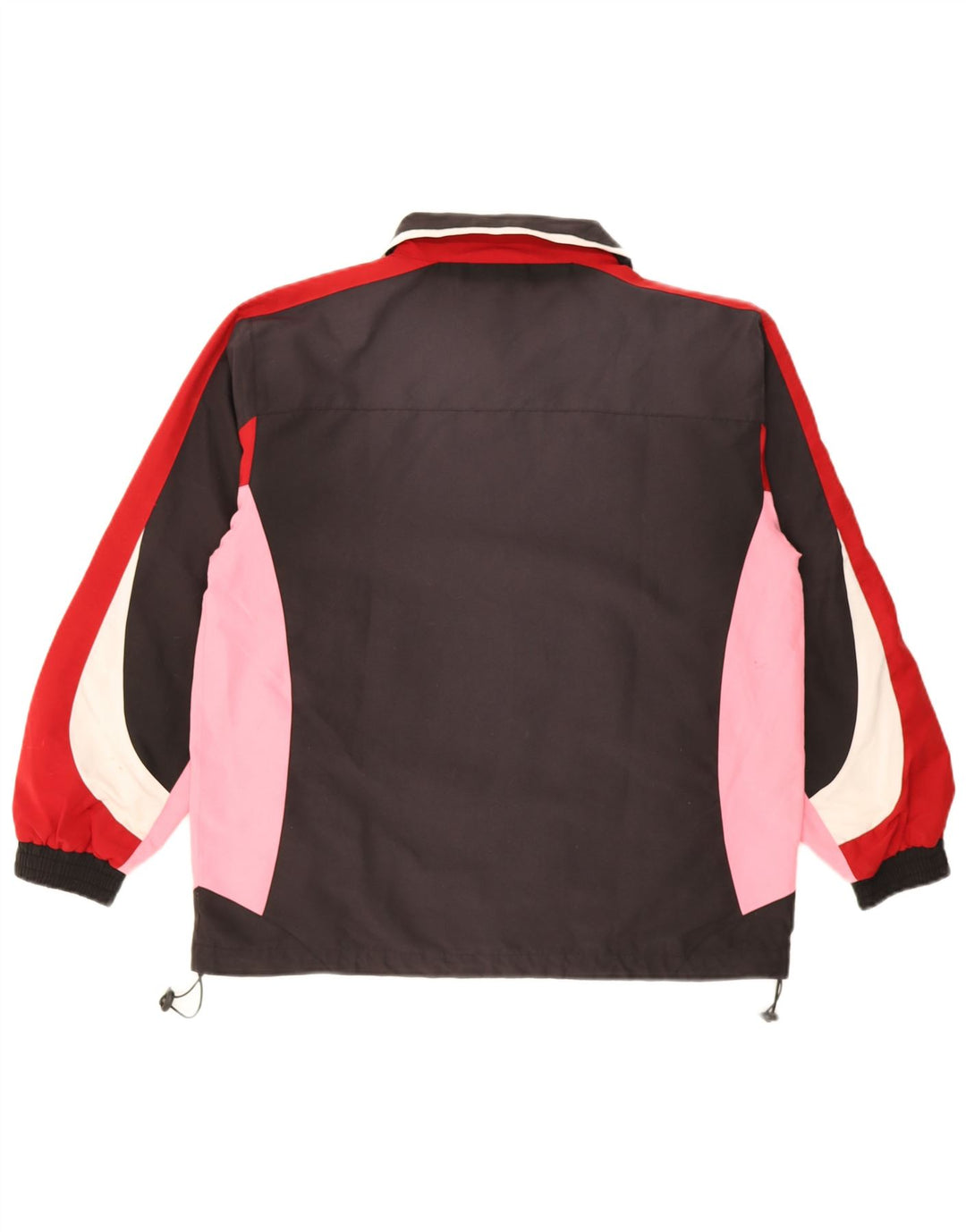 Vintage Mens Tracksuit Top Jacket Small Black Colourblock Polyester
