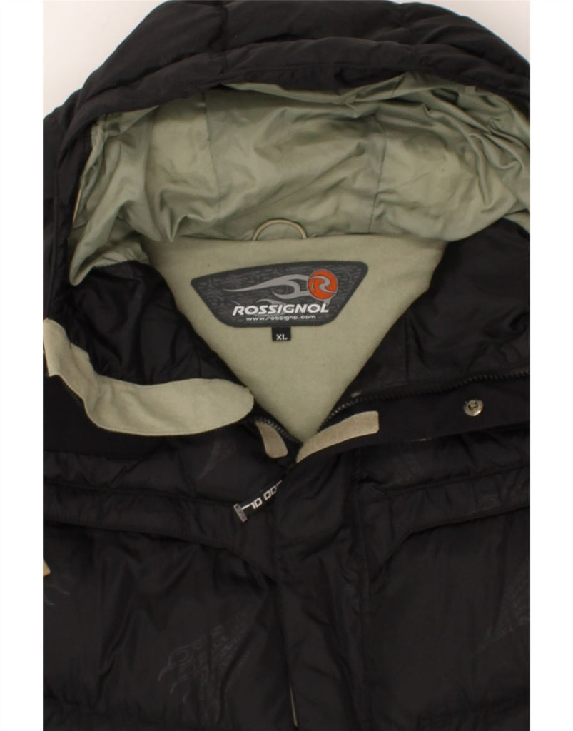 ROSSIGNOL Mens Hooded Padded Jacket UK 42 XL Black Polyamide | Vintage Rossignol | Thrift | Second-Hand Rossignol | Used Clothing | Messina Hembry 