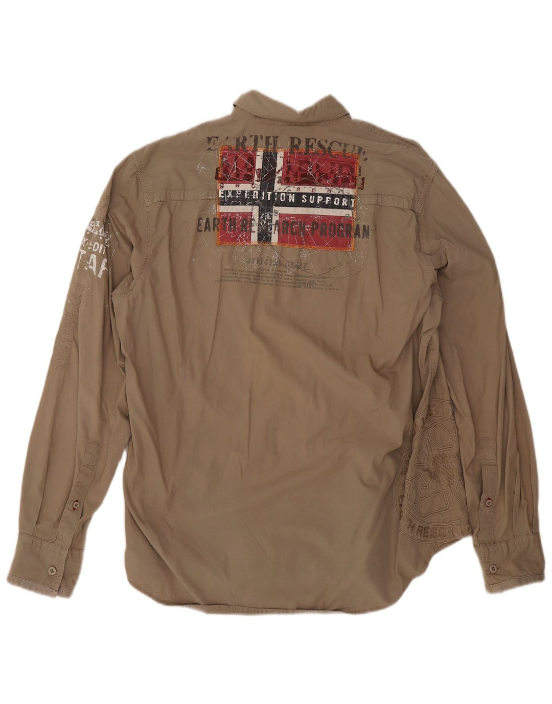 Napapijri Mens Graphic Shirt XL Khaki Cotton