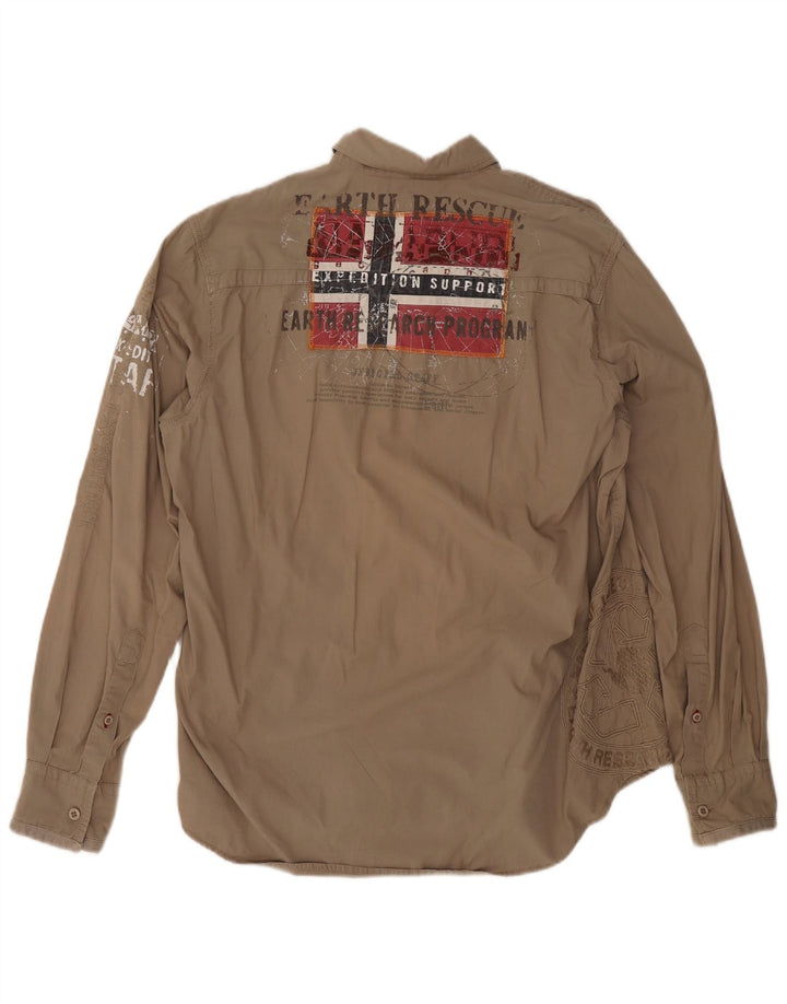 Napapijri Mens Graphic Shirt XL Khaki Cotton
