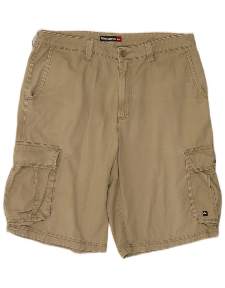 Quiksilver Mens Cargo Shorts W34 Large Khaki Cotton