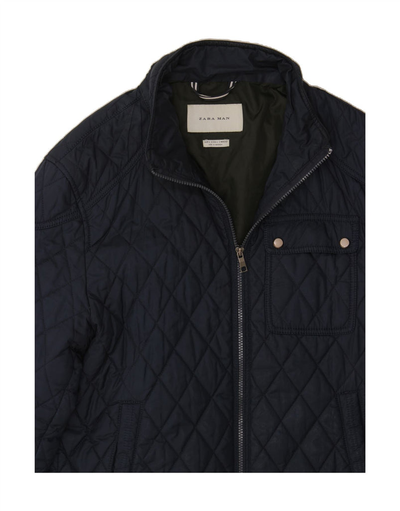 ZARA Womens Quilted Jacket UK 16 Large Navy Blue Vintage Zara and Second-Hand Zara from Messina Hembry 