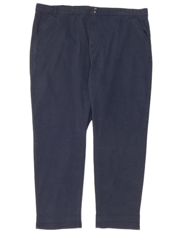 M&Co Womens Tapered Chino Trousers UK 22 3XL W42 L29 Navy Blue Cotton