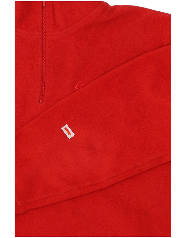 INVICTA Boys Zip Neck Fleece Jumper 9-10 Years Red Polyester