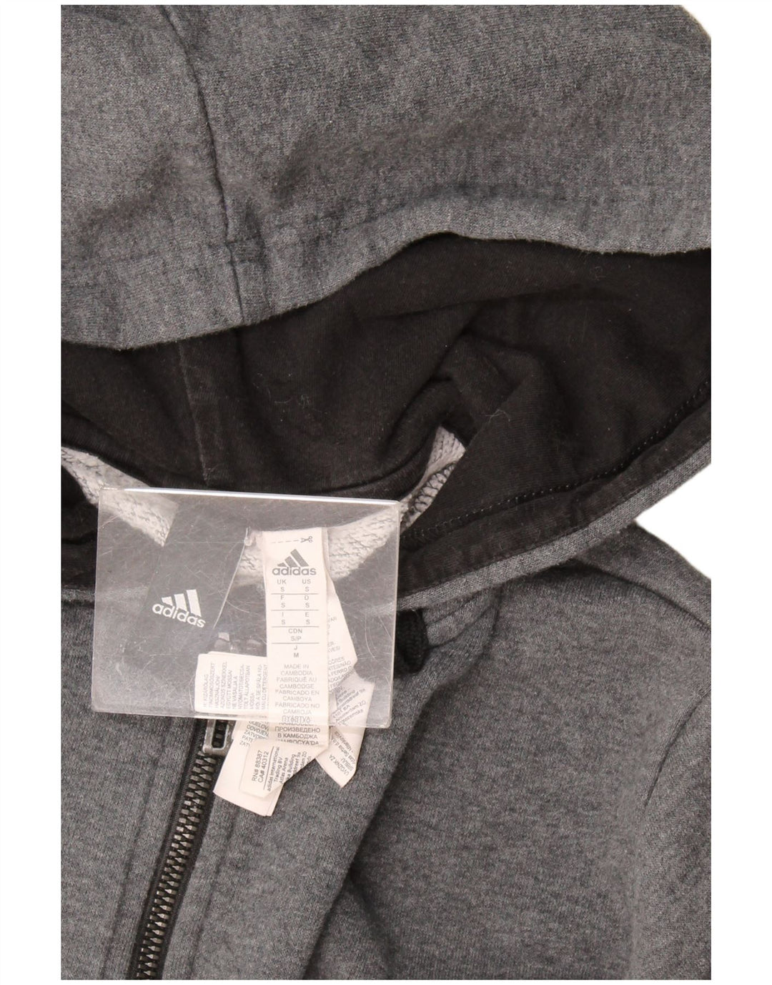 Adidas Mens Zip Hoodie Sweater Small Grey Cotton