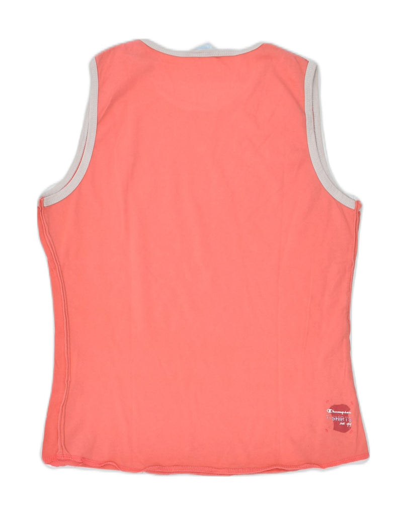 CHAMPION Womens Graphic Vest Top UK 12 Medium Pink Cotton | Vintage | Thrift | Second-Hand | Used Clothing | Messina Hembry 