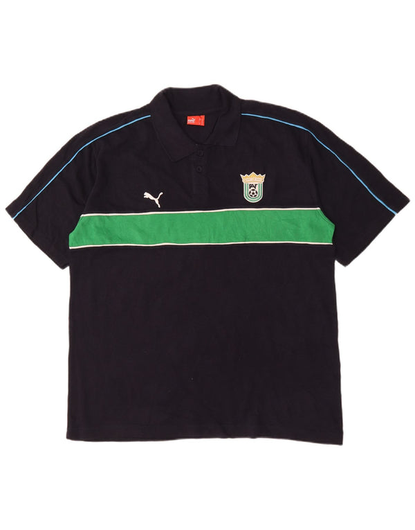 Puma Mens Polo Shirt XL Black Colourblock Cotton
