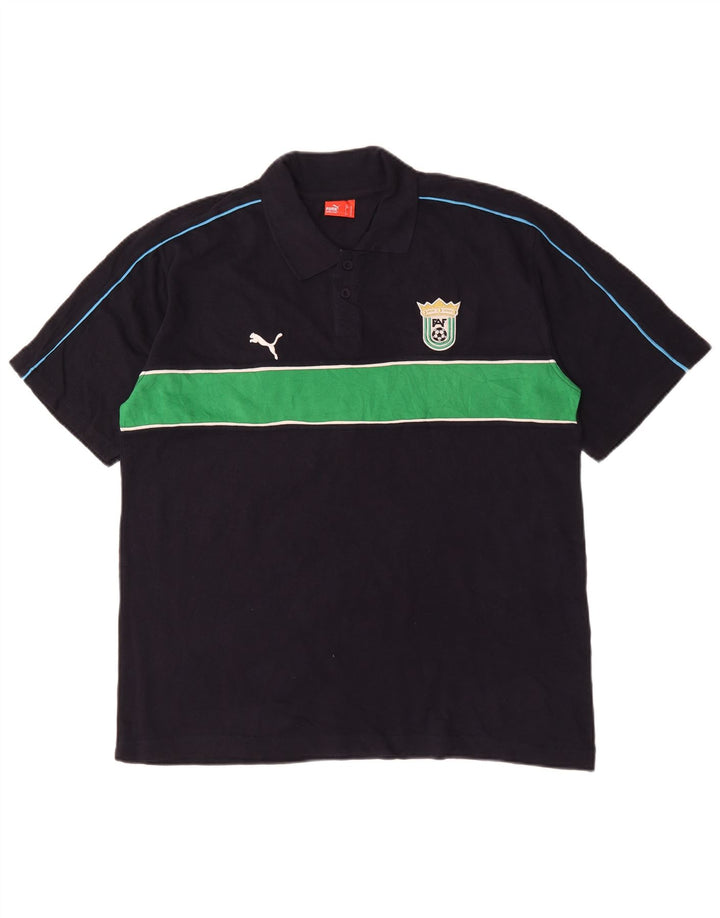 Puma Mens Polo Shirt XL Black Colourblock Cotton