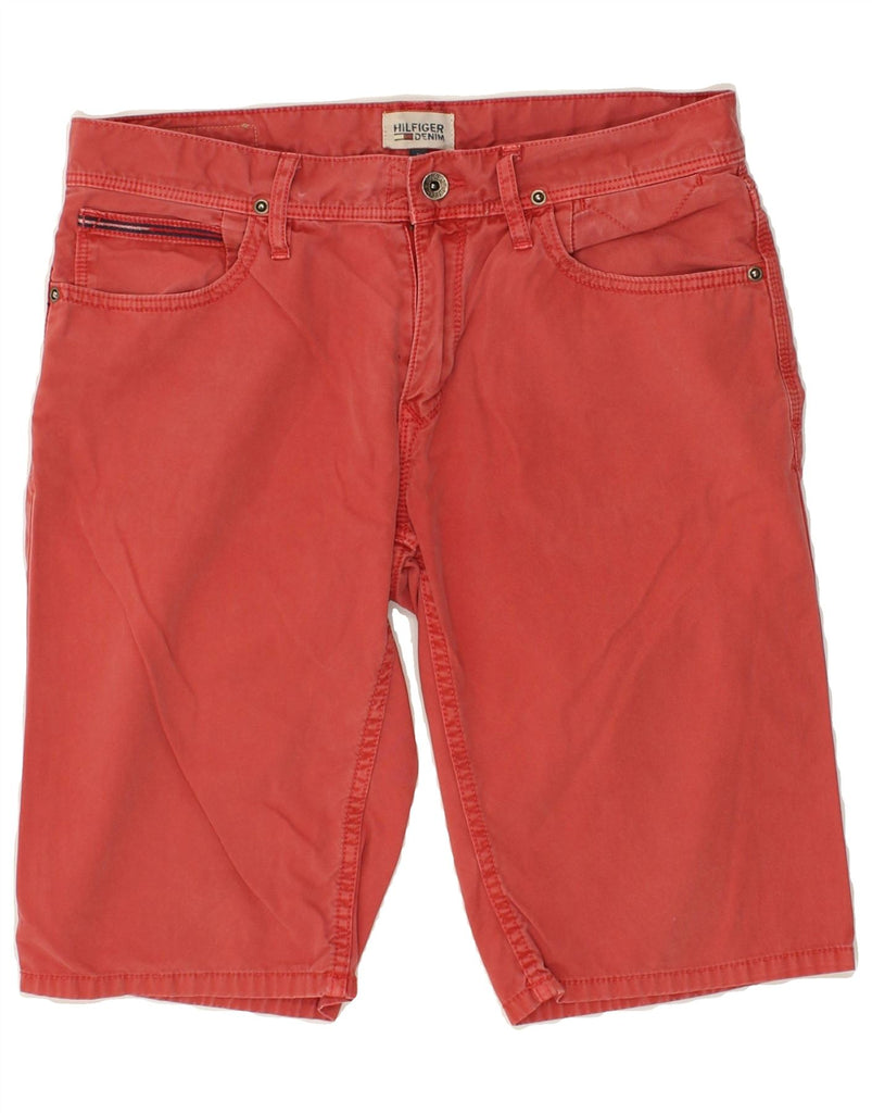 TOMMY HILFIGER Mens Denim Shorts Medium W31  Red Cotton | Vintage Tommy Hilfiger | Thrift | Second-Hand Tommy Hilfiger | Used Clothing | Messina Hembry 