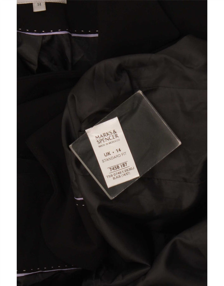 Marks & Spencer Womens Short 1 Button Blazer Jacket UK 14 Medium Black