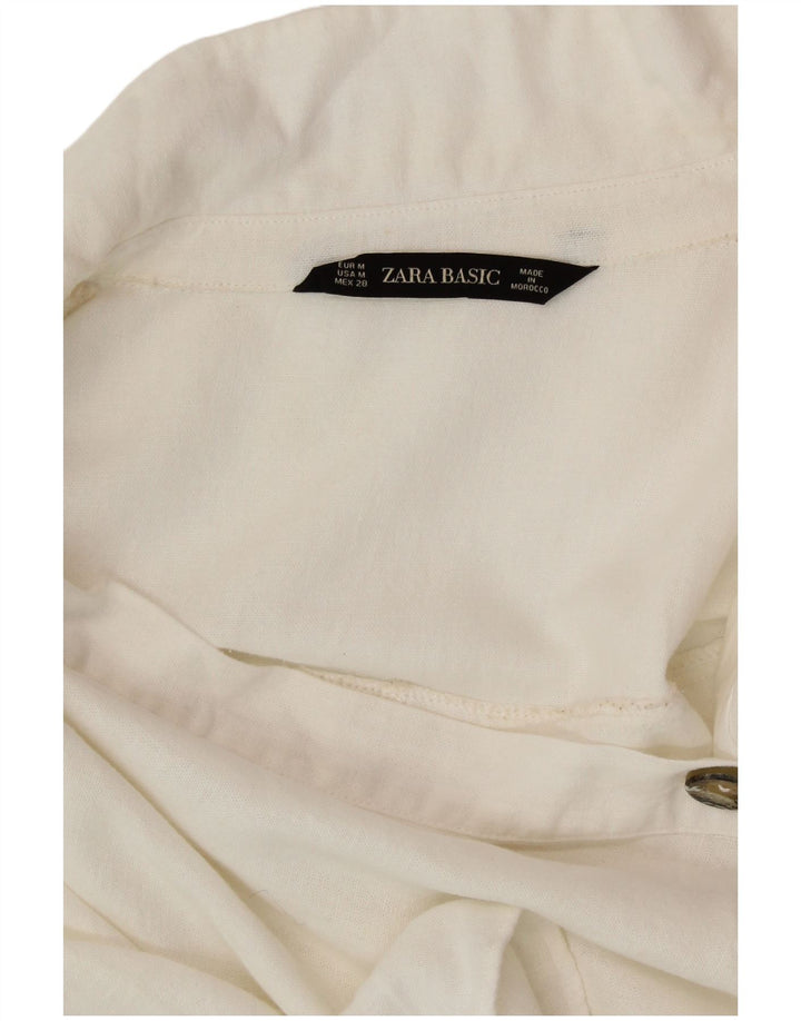 ZARA Womens Short Sleeves Shirt Dress UK 14 Medium White