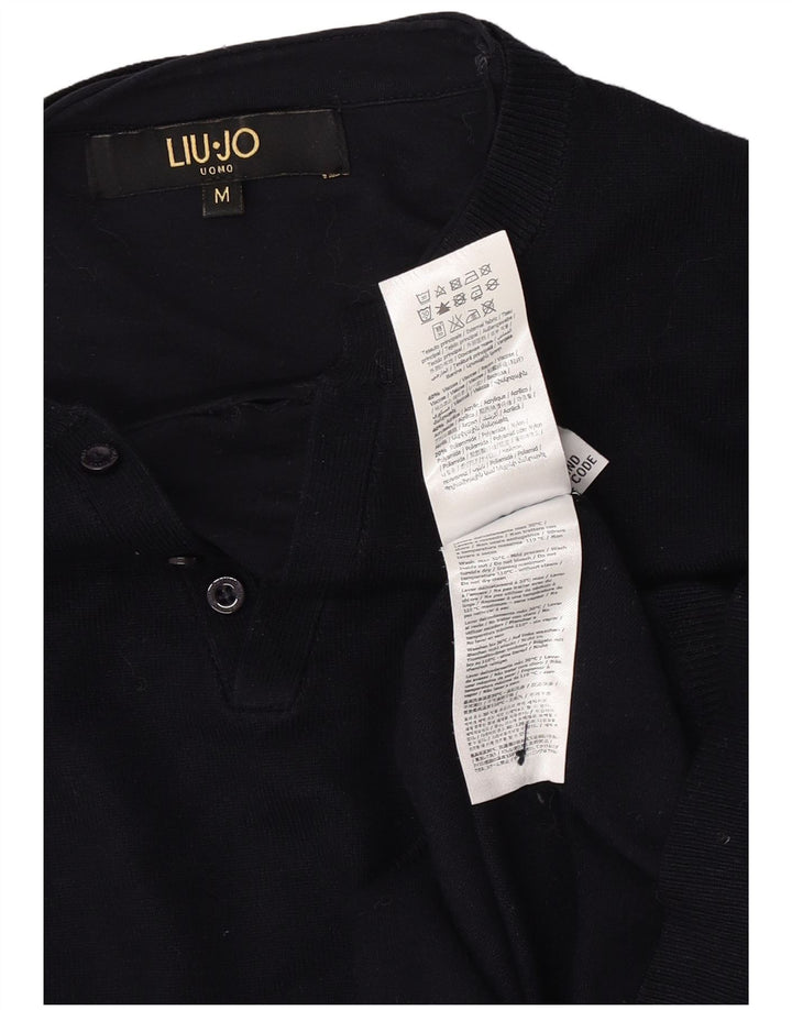 Liu Jo Mens V-Neck Jumper Sweater Medium Navy Blue Viscose