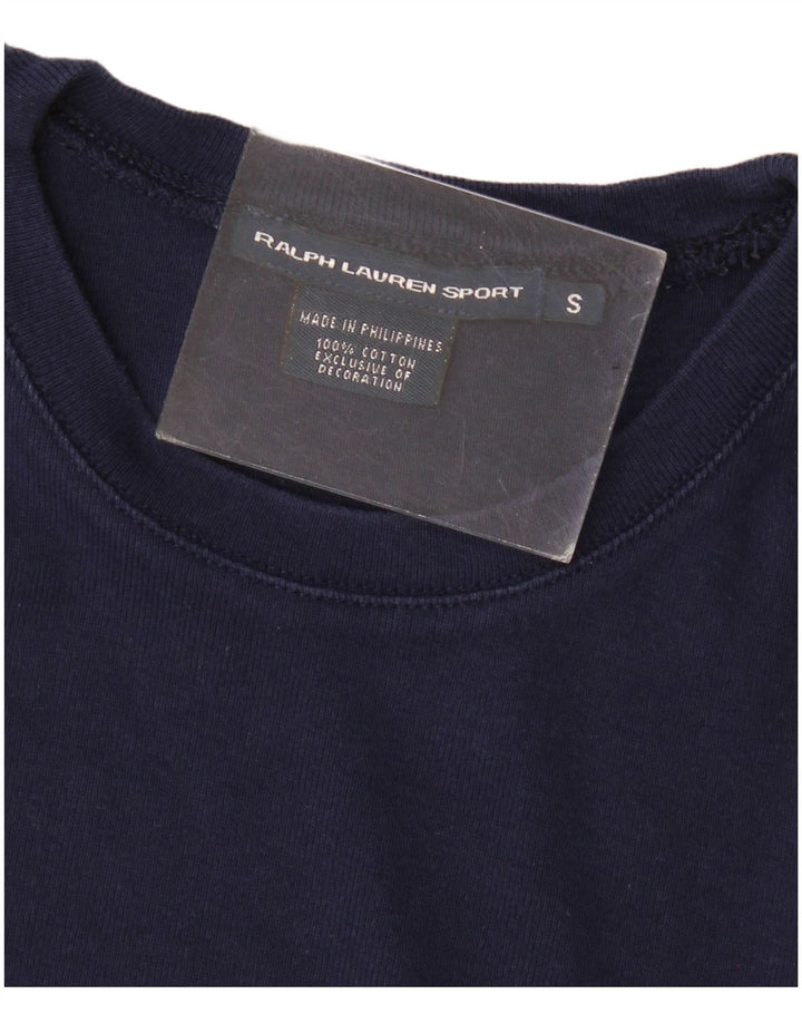 Ralph Lauren Womens Top Long Sleeve UK 8 Small Navy Blue Cotton
