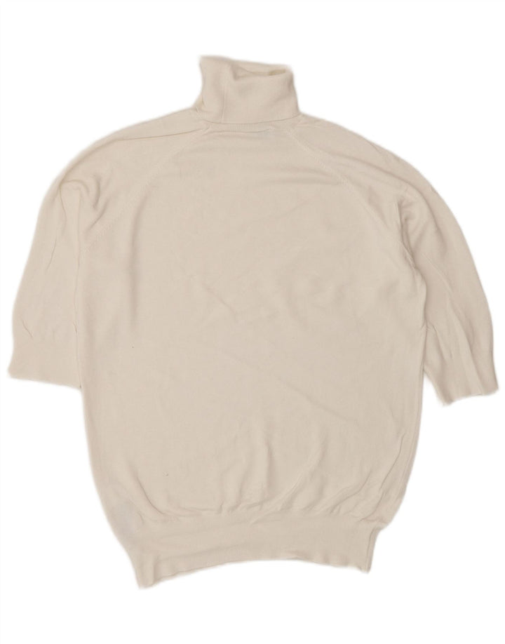 Zara Womens Short Sleeve Roll Neck Jumper Sweater UK 12 Medium White