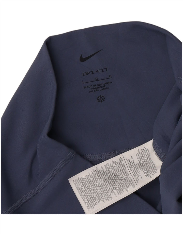 Nike Womens Dri Fit Leggings UK 14 Large  Navy Blue Polyester