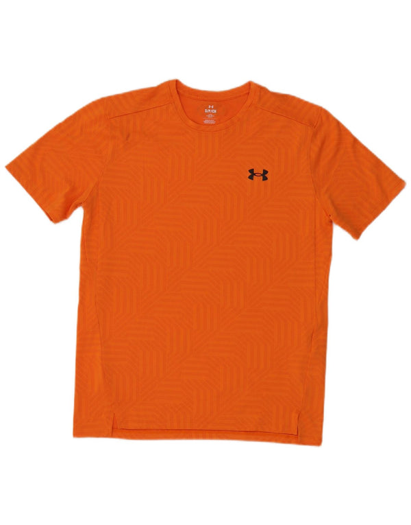 Under Armour Mens T-Shirt Top Small Orange Geometric Polyester