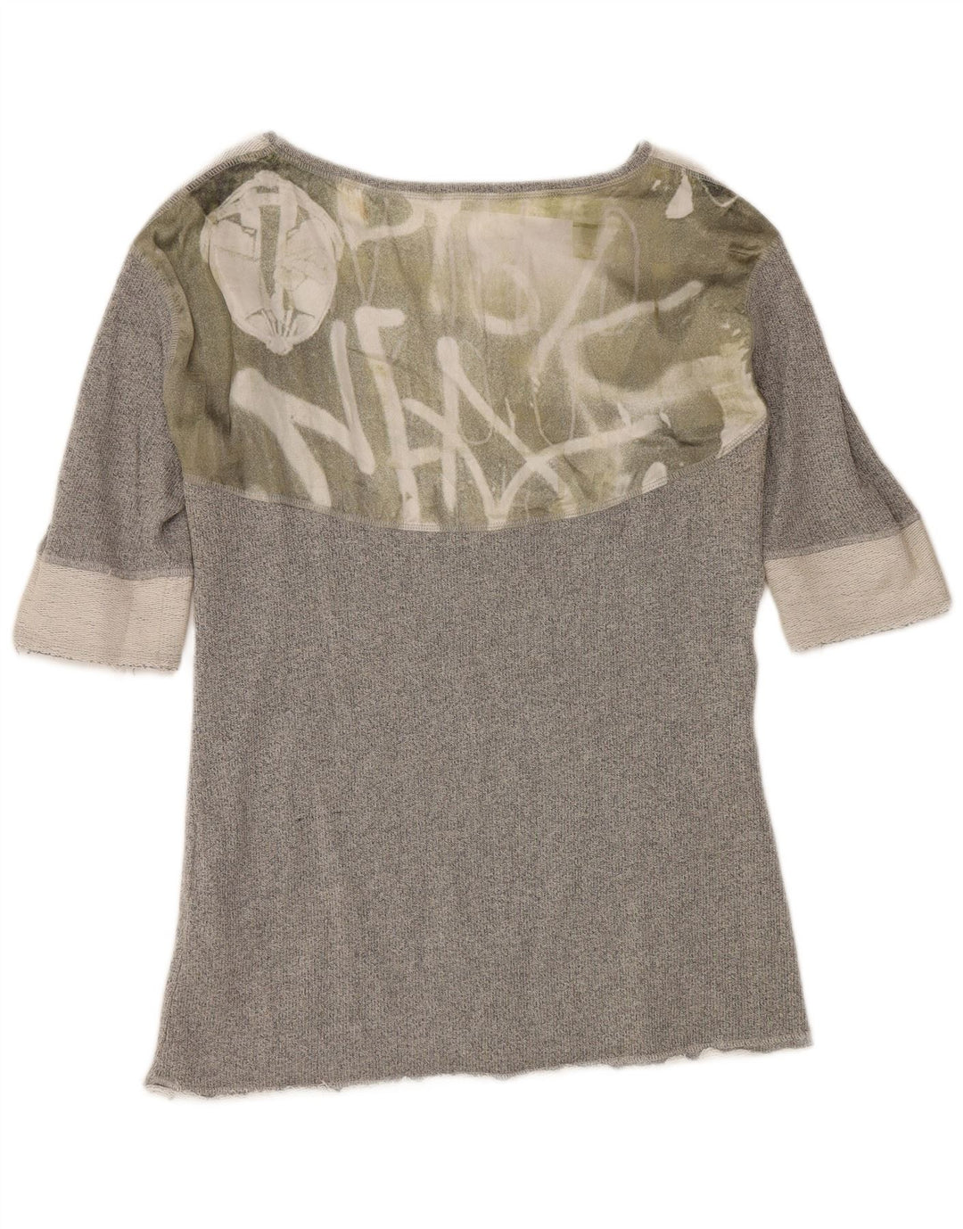 Gaudi Womens Graphic Blouse Top UK 18 XL Grey Colourblock Polyester