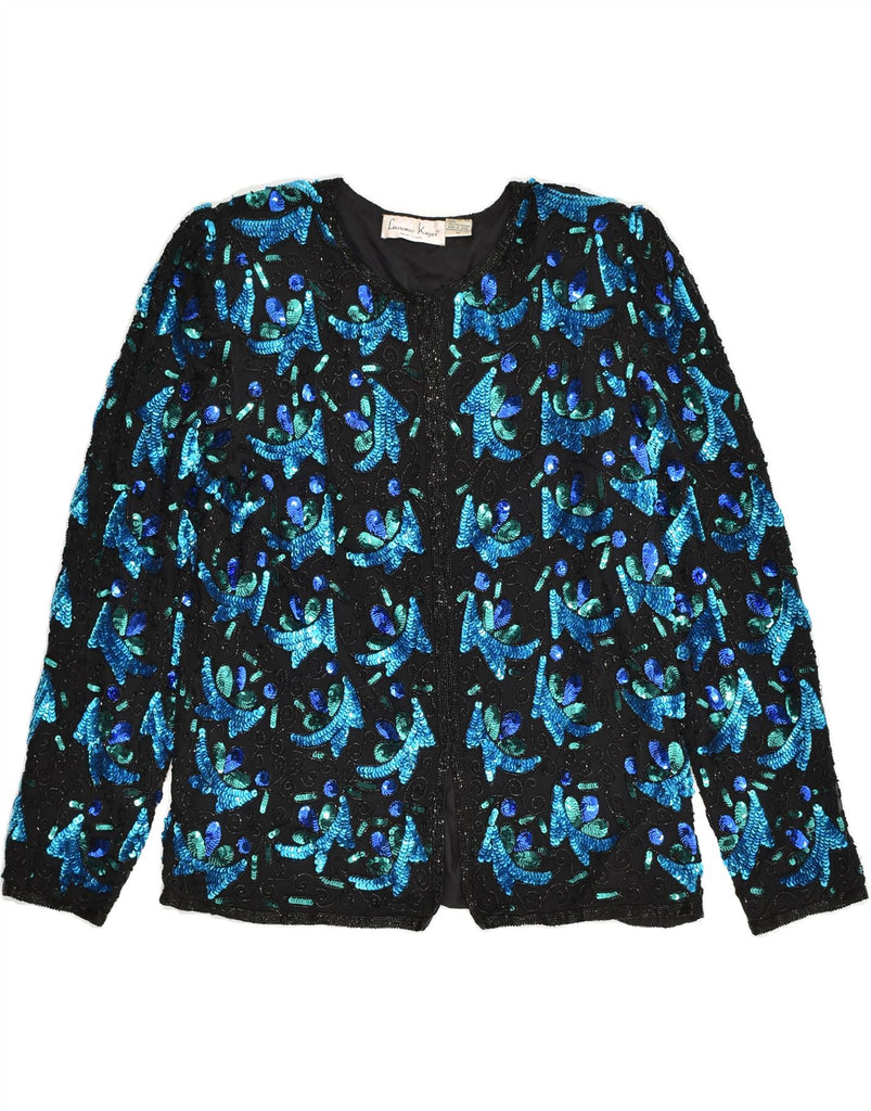 LAURENCE KOZAR Womens Blazer Jacket UK 12 Medium Blue Floral Silk | Vintage Laurence Kozar | Thrift | Second-Hand Laurence Kozar | Used Clothing | Messina Hembry 