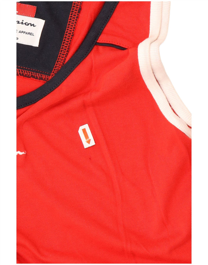 CHAMPION Mens Graphic Vest Top XL Red Colourblock Cotton