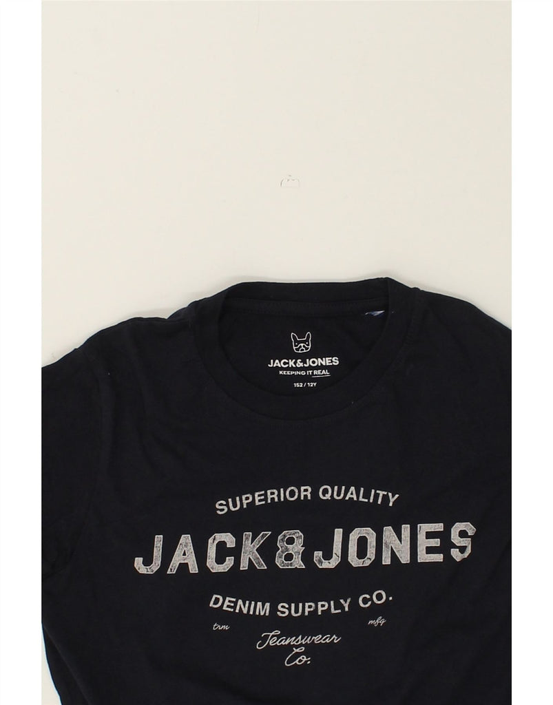 JACK & JONES Boys Graphic Top Long Sleeve 11-12 Years Navy Blue | Vintage Jack & Jones | Thrift | Second-Hand Jack & Jones | Used Clothing | Messina Hembry 