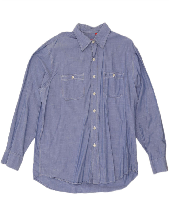 IZOD Mens Shirt Large Blue Flecked Cotton