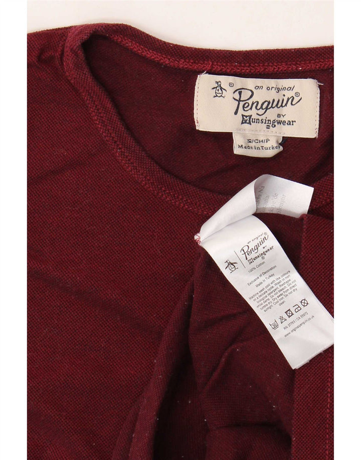 Penguin Mens T-Shirt Top Small Burgundy Cotton