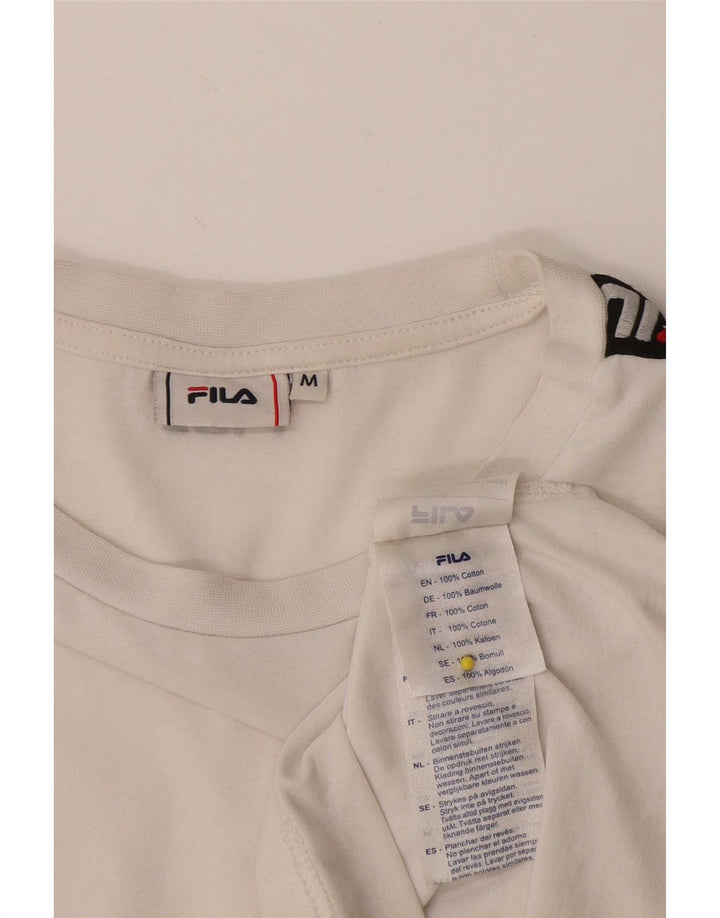 Fila Mens Graphic T-Shirt Top Medium White Cotton